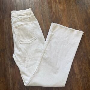 McGuire Jeans White crop wide Straight Leg Frayed Hem Denim Damn Fine Sz 25 186A